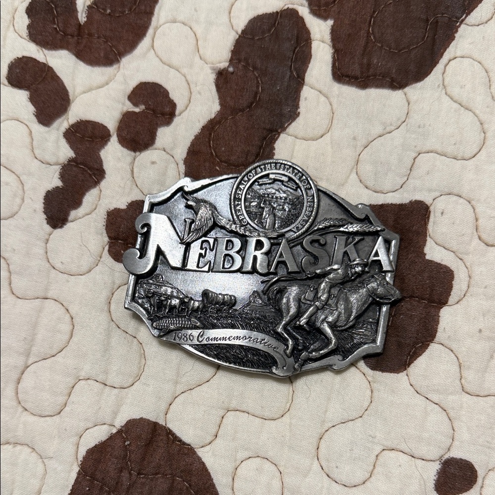 Nebraska Commemorative Silver Belt Buckle